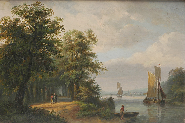 Riviergezicht met boten